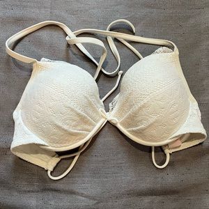 White crochet underwire bikini top.